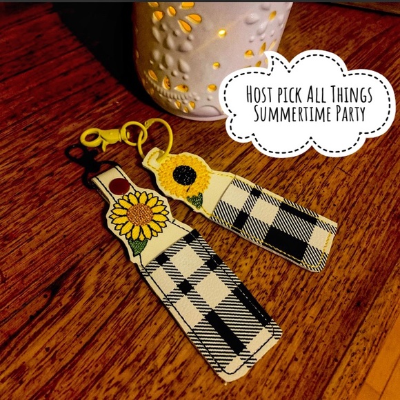 Hand Crafted Accessories - Sunflower lipbalm holders , clip on. Handcrafted in my sewing studio. Vinyl.